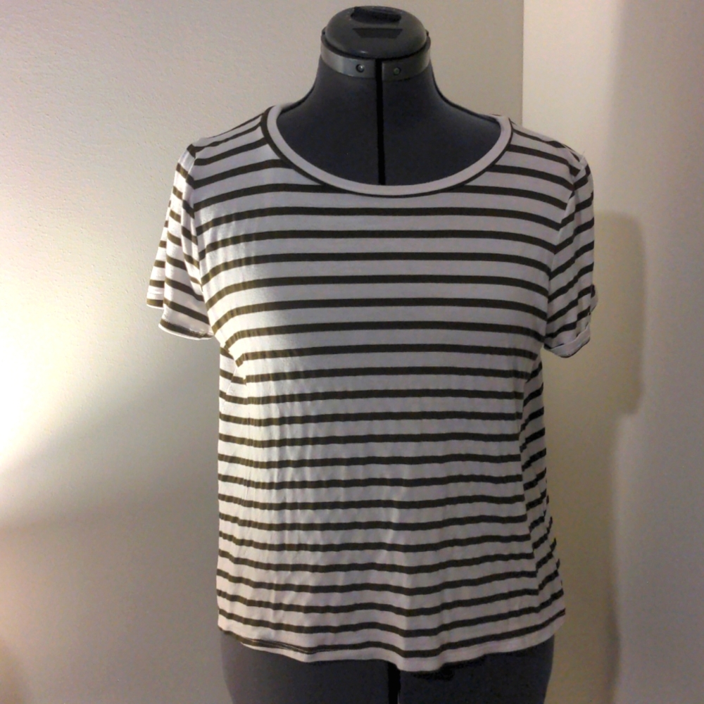 Green Envelope Los Angeles Green & White Striped Tee